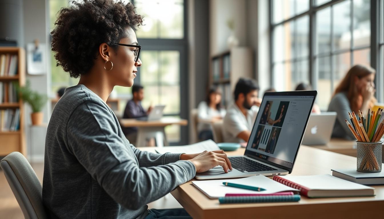 Student using online courses for flexible education